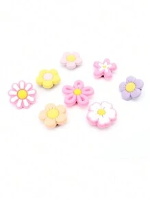 8pcs Cute Floral Shoe Decorations, Detachable Multi-Functional Sandals, Clogs, Jelly Shoes, Garden Shoes Decor Buttons, Suitable For Daily Wear, Shopping, Party, Travel