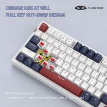 MageGee MK-Sky98 Mechanical Gaming Keyboard Hot Swappable Small Compact 98 Key 100% Anti-Ghosting LED Backlight Wired Gaming Keyboard for Laptop, Computer, Desk Blue White-Red Switch - Black - View 7