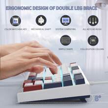 MageGee MK-Sky98 Mechanical Gaming Keyboard Hot Swappable Small Compact 98 Key 100% Anti-Ghosting LED Backlight Wired Gaming Keyboard for Laptop, Computer, Desk Blue White-Red Switch - Black - View 6