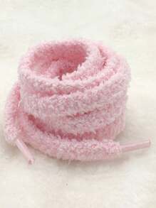 1pair Lovely Fluffy Winter Shoe Laces - Pink - View 1
