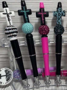 5pcs New Creative Diy Silicone Beads With Cross Pendant For Diy Bracelet Jewelry Making - Multicolor - View 4