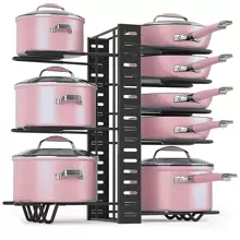 1pc Pot Rack With 8 Tiers, Pots And Pans Organizer For Kitchen Organization & Storage, Pot Lid Holders And Pan Rack, Lid Organizer For Pots And Pans, Home Kitchen Accessories-black - Black - View 1