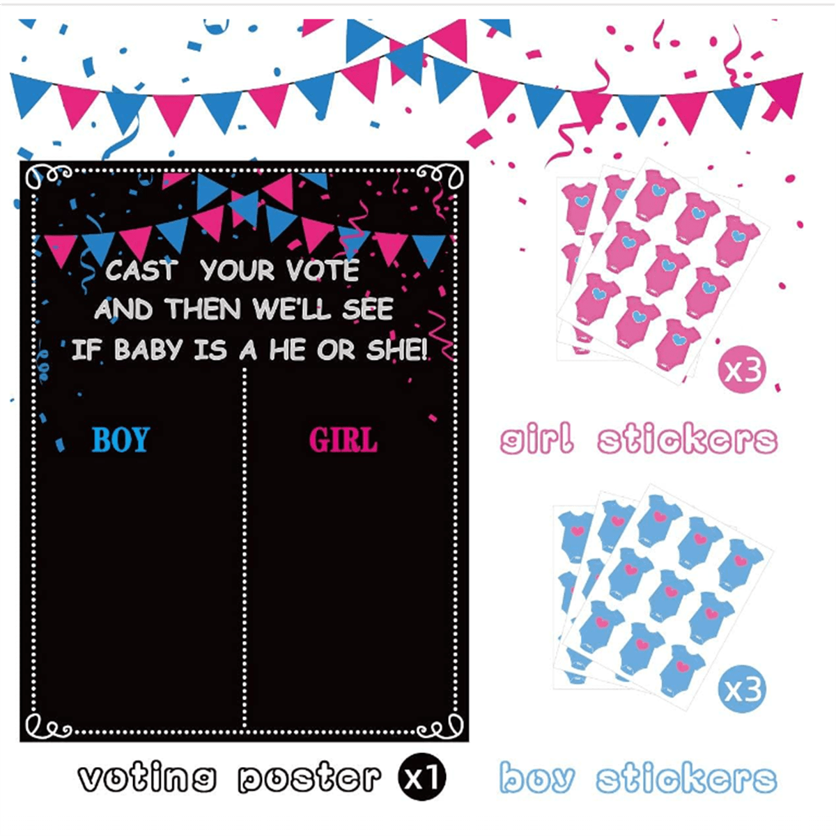 Gender Reveal Decoration Set Gender Reveal Voting Game Boy Or Girl