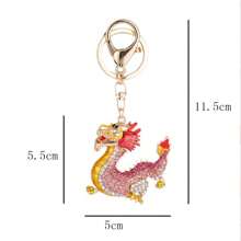 1pc Colorful Rhinestone Decor Dragon Shaped Keychain, Bag Pendant - Multicolor - View 3