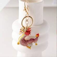 1pc Colorful Rhinestone Decor Dragon Shaped Keychain, Bag Pendant - Multicolor - View 4