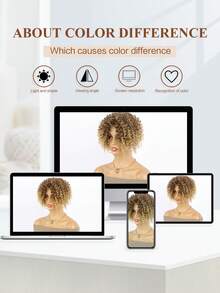 8英寸飯碗卷頭套髮片女士夾式髮延伸假髮頭頂加密補發帶束助長蓬鬆假髮 帶劉海非裸蓋假髮 70年代disco假髮 男士鬆散頭套 - 金色 - 查看 7