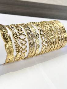 3入組不知道內容的不鏽鋼金黃色手鐲盲盒,圖片中的款式不會重複出現,隨機發送 - 金黃色 - 查看 3