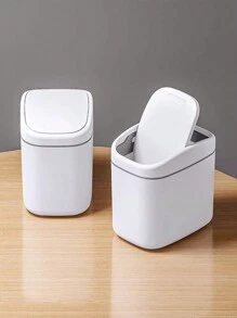 1入組桌面擺動蓋垃圾桶收納盒,適用於家庭和辦公室 - 彩色 - 查看 10