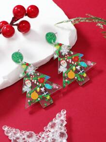 1 đôi Chủ Đề Giáng Sinh Hoa tai acrylic Với Cây thông noel , Kẹo Cây mía & Bông tuyết Thiết kế , Thích hợp Đối với phụ nữ Đến Mặc Ngày lễ - màu xanh lá - Xem 1