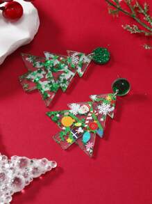 1 đôi Chủ Đề Giáng Sinh Hoa tai acrylic Với Cây thông noel , Kẹo Cây mía & Bông tuyết Thiết kế , Thích hợp Đối với phụ nữ Đến Mặc Ngày lễ - màu xanh lá - Xem 4