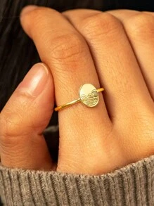 BALMORA 1pc Creative Retro S925 Pure Silver Sea Wave Storm Pattern Ring For Girls Simple Fashionable Personalized Gold Plated Rings Gift - Gold - View 3