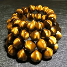 天然虎眼石，光澤良好，各種尺寸 6 毫米、8 毫米、10 毫米、12 毫米、天然水晶手鍊、原子串珠瑜珈手鍊