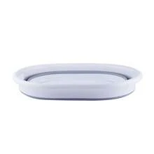 家庭可折疊洗衣籃橢圓造型多功能收納籃,可放置在車或者戶外,21L大容量,便攜雙把手塑膠PP材料衣服籃子通用,浴室籃子 - 灰色 - 查看 4