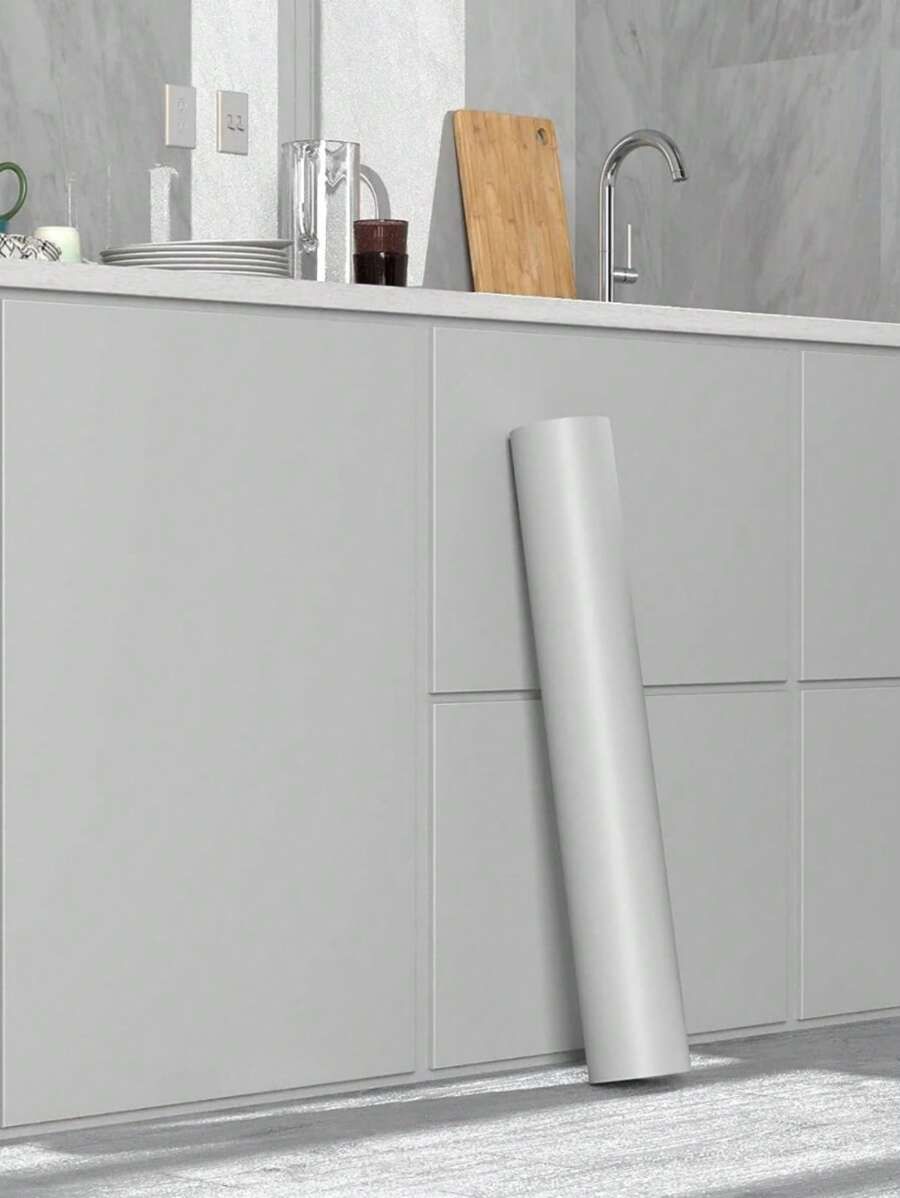 1卷霧面淺灰色厚防水純色pvc自黏壁紙,適用於傢俱客廳臥室宿舍裝修 - 淺灰色 - 查看 1