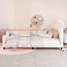Nestfair Twin Size Upholstered Daybed with Carton Ears Shaped Headboard