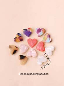 6pairs Heart Design Stud Earrings - Multicolor - View 4