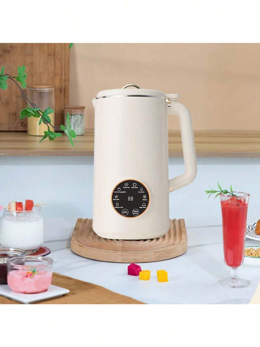 一臺1000ml的9合1迷你豆漿機,具備數字顯示、榨汁、預約功能、保溫和自動清洗等特點。使用於家庭。10片304不銹鋼刀片,早餐的完美幫手。 - 白色 - 查看 1
