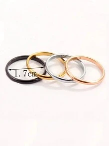 1 pieza Anillo sencillo de acero inoxidable de 2 mm de diámetro, adecuado para decoración diaria o como regalo - Multicolor - Ver 6