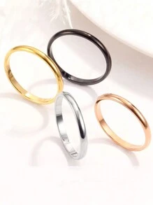 1 pieza Anillo sencillo de acero inoxidable de 2 mm de diámetro, adecuado para decoración diaria o como regalo - Multicolor - Ver 1