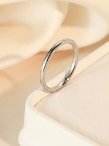 1 pieza Anillo sencillo de acero inoxidable de 2 mm de diámetro, adecuado para decoración diaria o como regalo - Multicolor - Ver 2