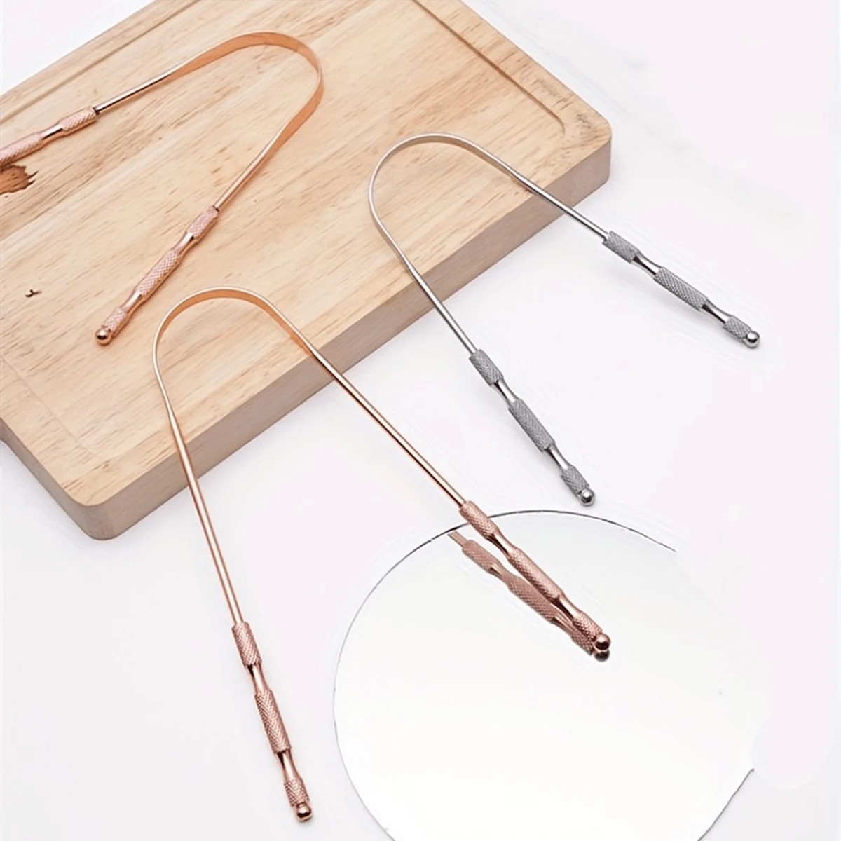 Stainless Steel Gold Tongue Scraper, U-shaped Design To Remove And Clean Tongue Coating For Fresher Breath - Gold - View 1