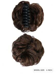 夾子捲髮器,女士用凌亂髮型,波浪捲曲蓬鬆夾子夾入假髮捲髮卡,合成髮髻夾子,夹着假发的卷曲髮髻 - 咖啡棕 - 查看 6