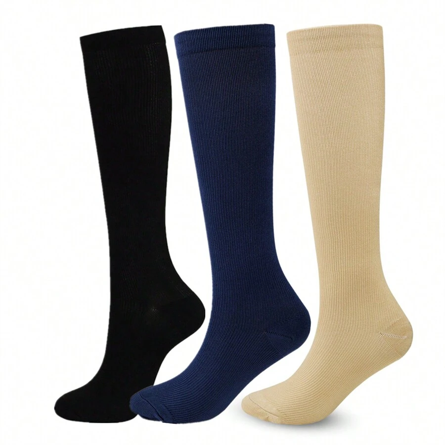 3 雙/套男式女式壓縮運動襪 - 彩色 - 查看 1