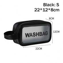 1 Miếng Đen Dung lượng lớn PVC Mờ Trong suốt Túi giặt , Không thấm nước Túi vệ sinh Đối với Tắm rửa , bờ biển , Du lịch , Có thể mang đi Túi mỹ phẩm Có tay cầm - màu đen - Xem 2