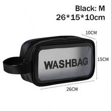 1 Miếng Đen Dung lượng lớn PVC Mờ Trong suốt Túi giặt , Không thấm nước Túi vệ sinh Đối với Tắm rửa , bờ biển , Du lịch , Có thể mang đi Túi mỹ phẩm Có tay cầm - màu đen - Xem 3