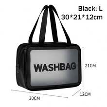 1 Miếng Đen Dung lượng lớn PVC Mờ Trong suốt Túi giặt , Không thấm nước Túi vệ sinh Đối với Tắm rửa , bờ biển , Du lịch , Có thể mang đi Túi mỹ phẩm Có tay cầm - màu đen - Xem 4