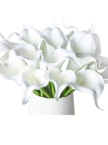 6/10支仿真白色马蹄莲，适合DIY新娘礼物、婚礼花束、餐桌装饰、家居装饰、情人节、生日礼物、毕业典礼等场合。 - 白色 - 查看 9