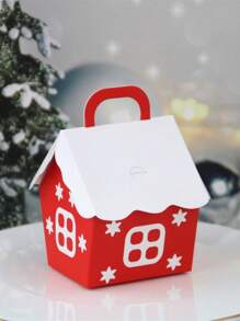 10pcs Christmas Candy Box Bags Santa Claus Gift Box DIY Cookie Packaging Bag Merry Christmas Party Decoration New Year Kids Gift - Red - View 3