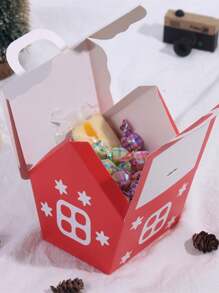 10pcs Christmas Candy Box Bags Santa Claus Gift Box DIY Cookie Packaging Bag Merry Christmas Party Decoration New Year Kids Gift - Red - View 9