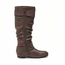 Women's Wide Calf Knee High Boots, Fur-Lined Low Hidden Wedge Boots - màu nâu - Xem 6