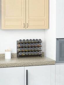 1/2/4 件套银色调香料罐收纳架，日常休闲家居用品 - 黑色 - 查看 4