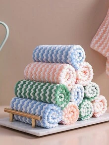 1片厚ened毛巾,可吸油,綠色波紋圖案,超細微纖維清潔廚房用毛巾 - 綠色 - 查看 4