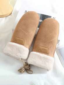 2pcs Women's Winter Thickened Fleece Gloves Lined With Velvet, Windproof And Warm, Can Be Used For Touch Screens, Driving And Cycling