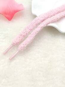 1pair Lovely Fluffy Winter Shoe Laces - Pink - View 2