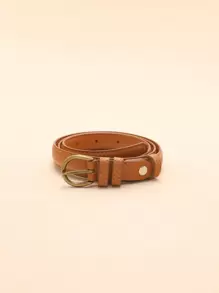 1 件棕色 PU 材质女士百搭针扣腰带，适合夏季、秋季、万圣节