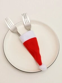 10入組聖誕帽叉匙套裝,聖誕瓶蓋裝飾,桌面裝飾,聖誕裝飾