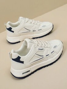 女鞋低領休閒運動鞋,時尚的帶有學院風格的戶外跑步運動鞋,透氣舒適 - 藍色 - 查看 1