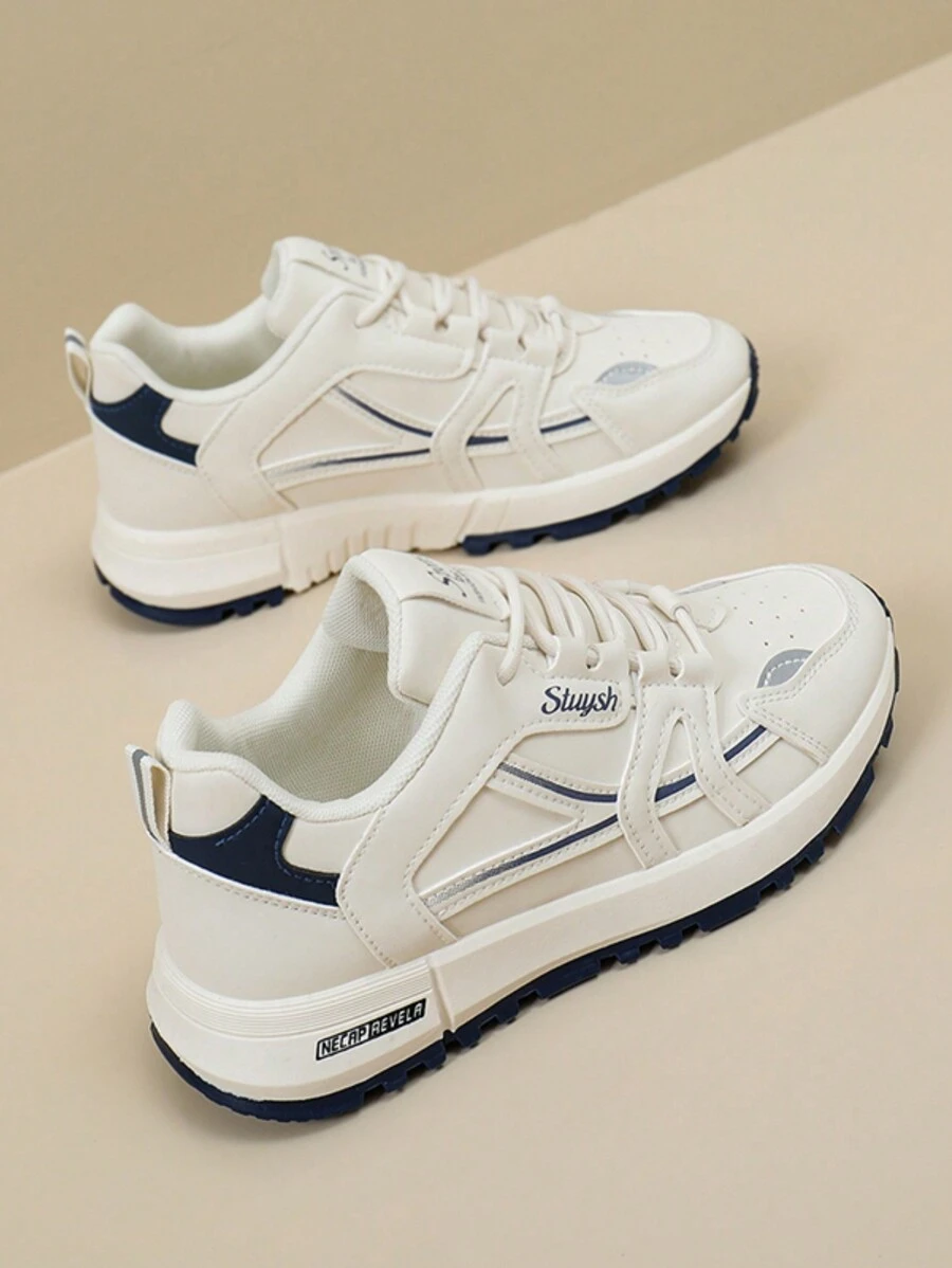 女鞋低領休閒運動鞋,時尚的帶有學院風格的戶外跑步運動鞋,透氣舒適 - 藍色 - 查看 1