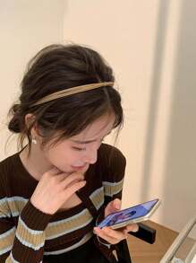 5条装，38厘米/14.96英寸，女士纯色高端简约打结皮革发箍，百搭优雅发饰，适合日常佩戴、洗脸、化妆、搭配服装，女士发箍发带 - 彩色 - 查看 3