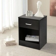 2pcs NightStands with Drawer Black - Black - View 3