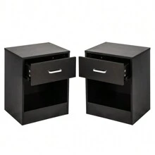 2pcs NightStands with Drawer Black - Black - View 9