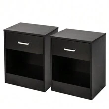 2pcs NightStands with Drawer Black - Black - View 8
