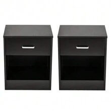 2pcs NightStands with Drawer Black - Black - View 6