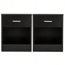 2pcs NightStands with Drawer Black - Black - View 5