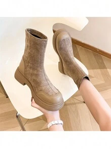 1pair Casual Korean Style Fashionable Girls' Boots - Khaki - View 4