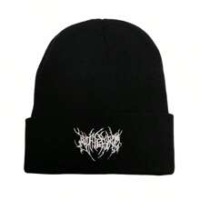 Men's Windproof, Warm And Breathable Black & White Knitted Beanie Hat Street